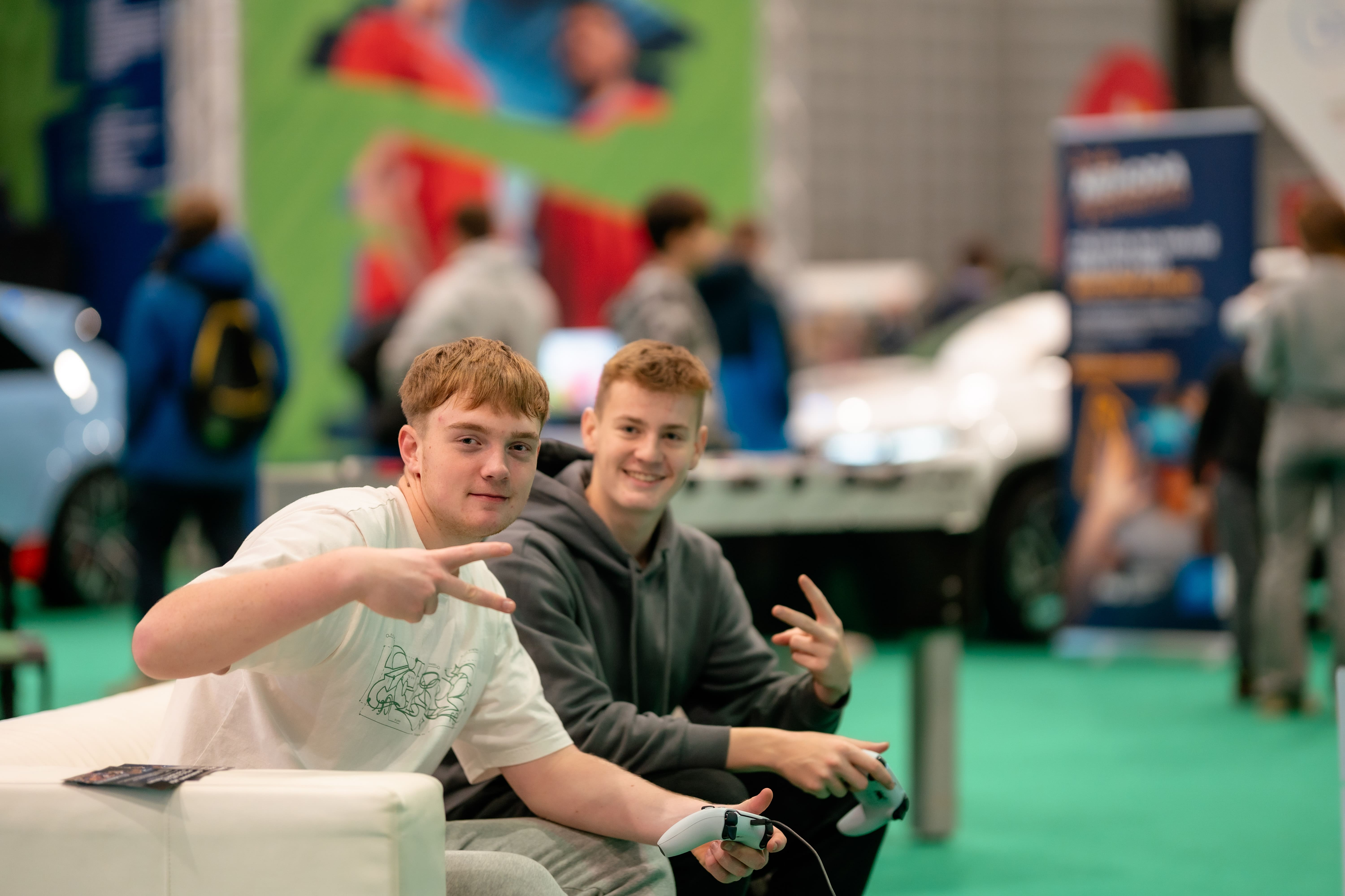 Two boys playing during the National Championship Gaming Festival