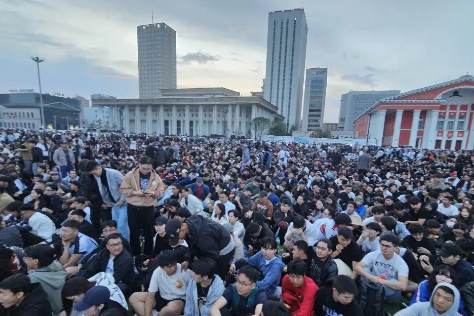 Fanoušci mongolského Counter-Strike týmu na náměstí v Ulanbátaru